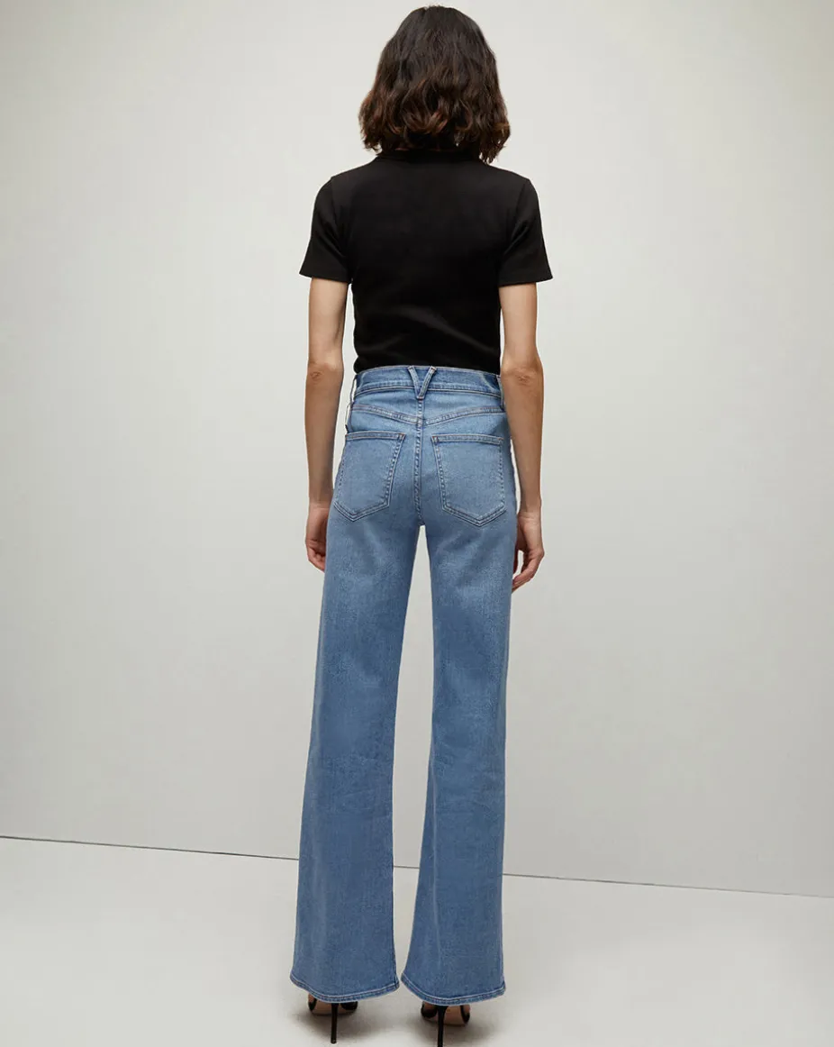 Crosbie Patch-Pocket Slim Wide-Leg Jeans in Amethyst
