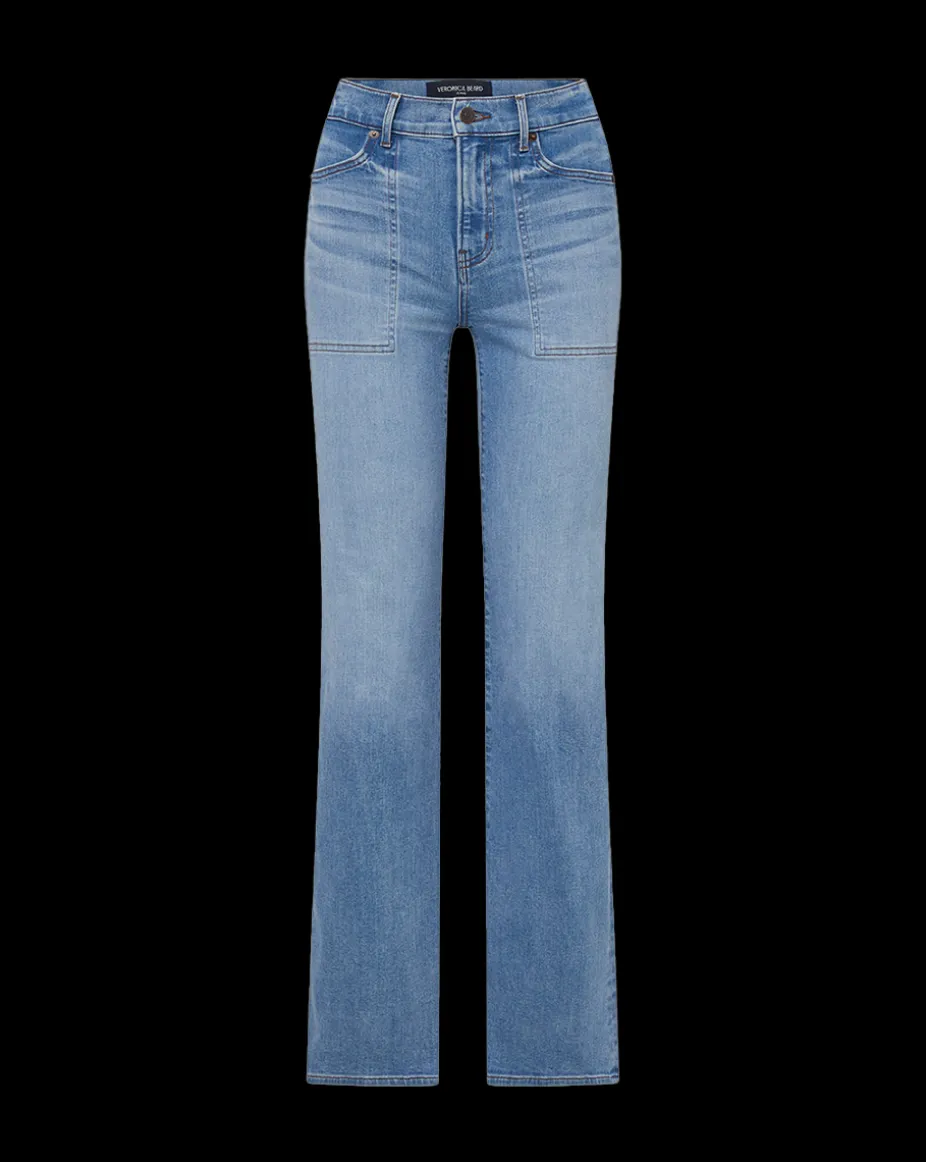 Crosbie Patch-Pocket Slim Wide-Leg Jeans in Amethyst