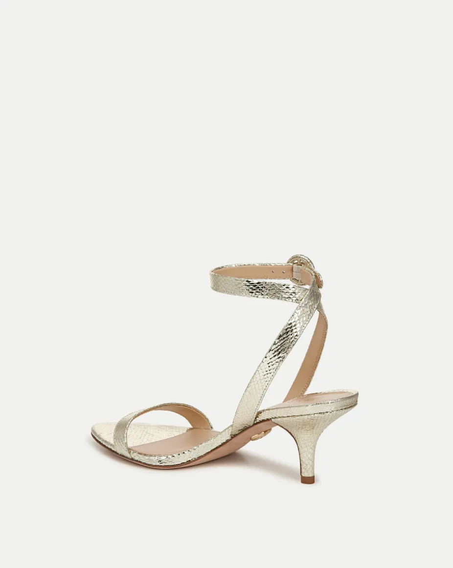 Darcelle Metallic Leather Sandal in Platinum