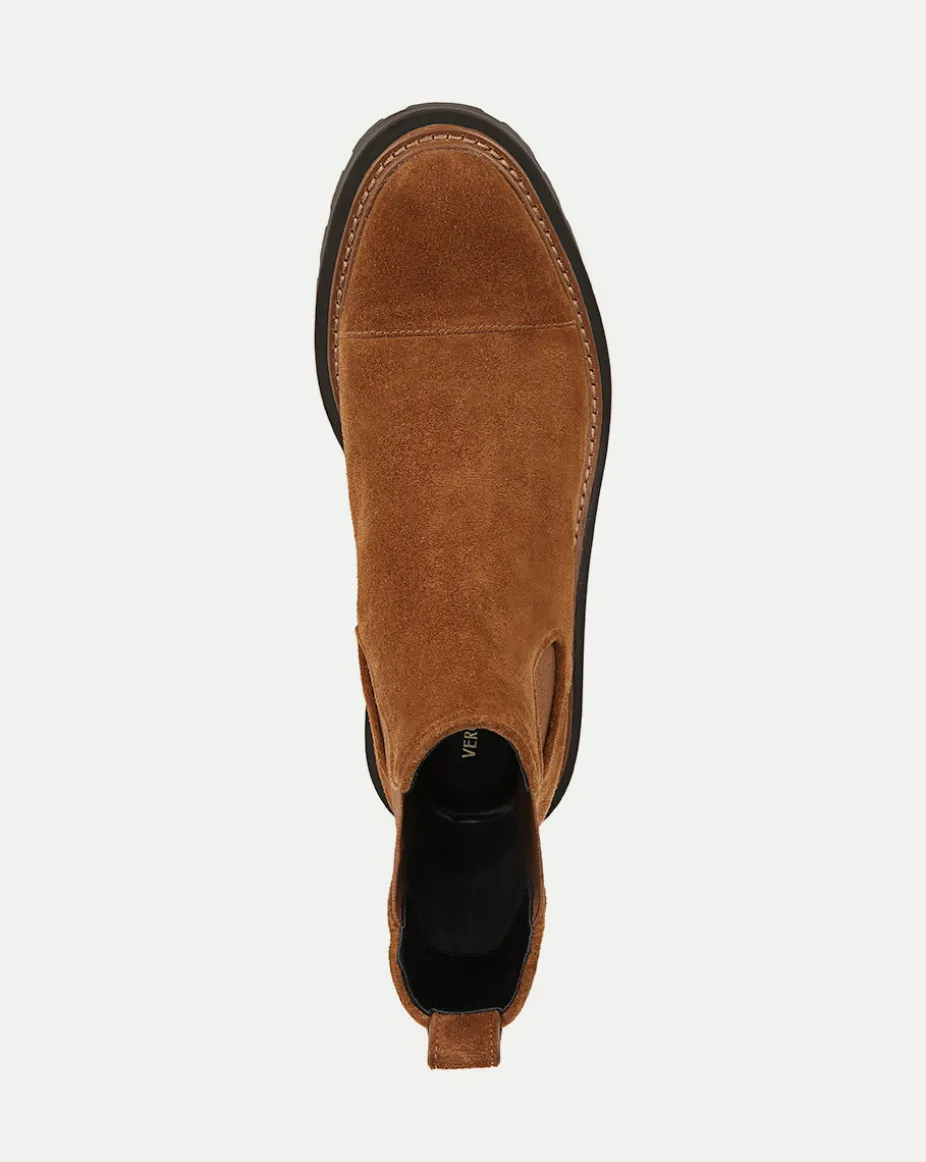 Delilah Suede Bootie in Caramel