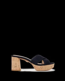Dory Navy Blue Block-Heel Sandal