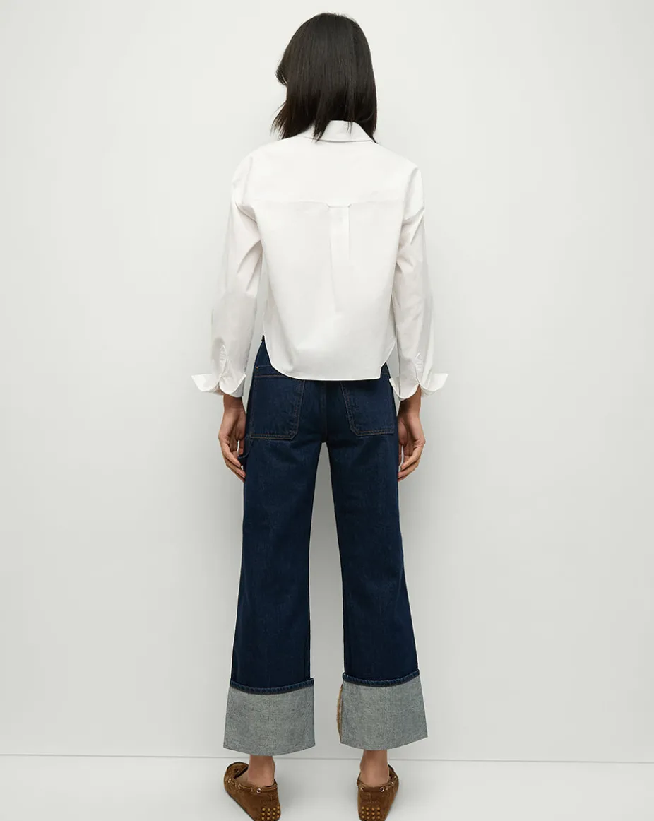 Dylan Cuffed Straight-Leg Jeans in Indigo Denim