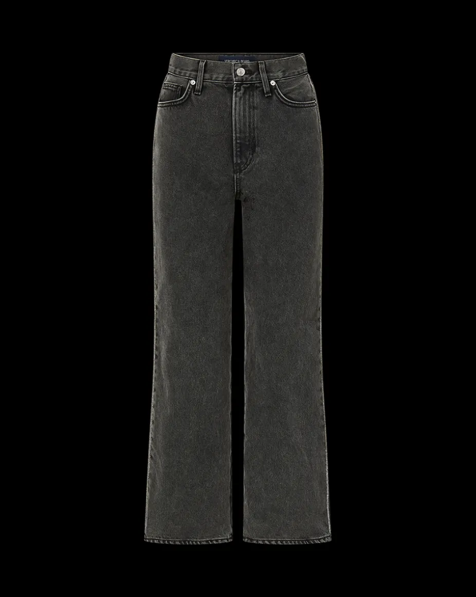 Dylan Rhinestone-Stripe Straight-Leg Jean in Washed Black