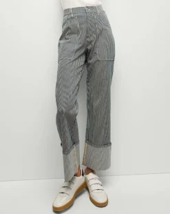 Dylan Striped Cargo Straight-Leg Jean in Solstice Stripe