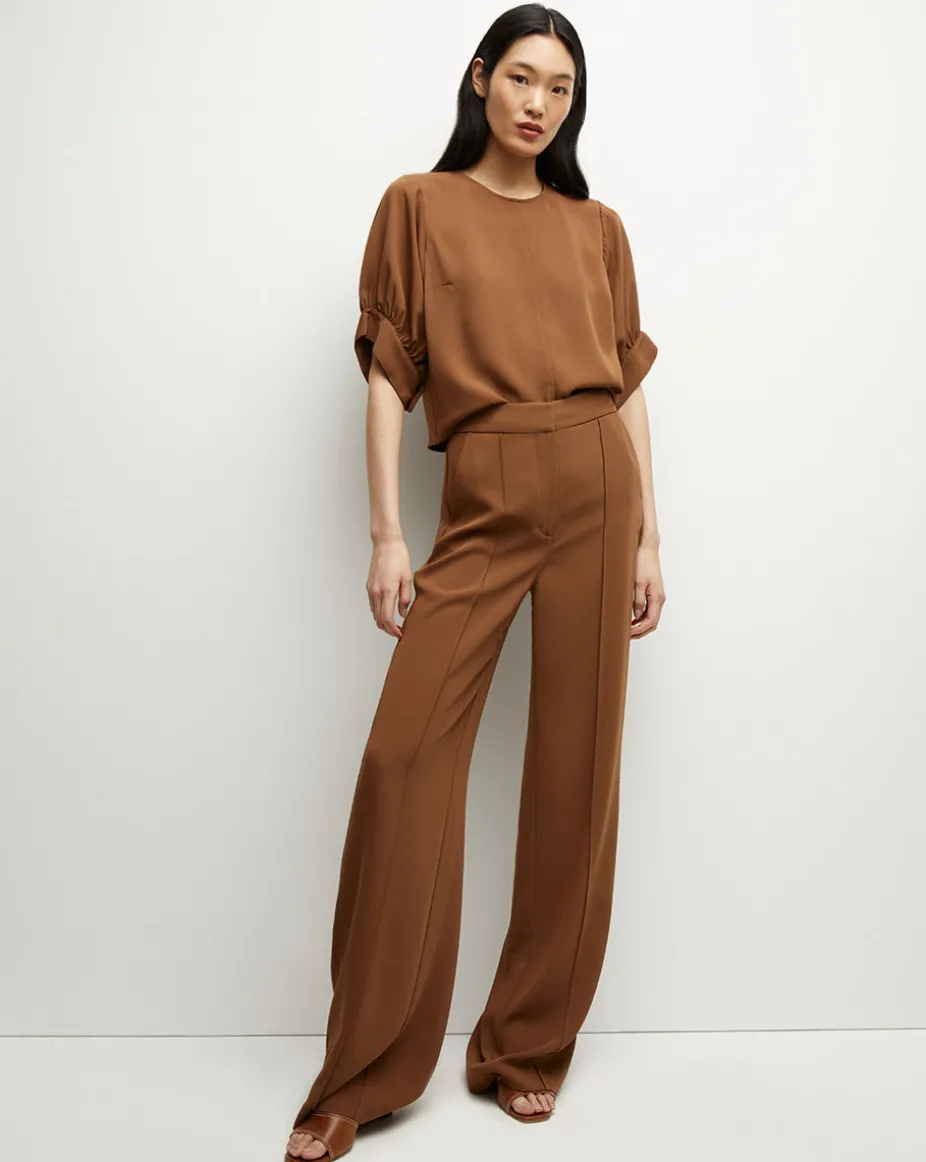 Edia Matte Crepe Pant in Deep Ochre