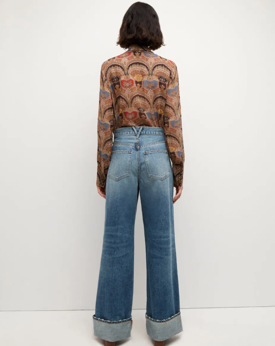 Elaine Bow Blouse in Dark Chocolate Multi