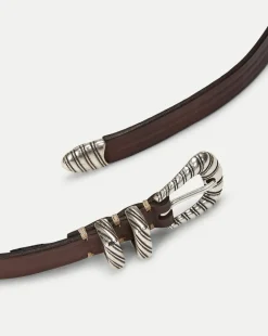 Elsa Leather Belt in Dark Brown