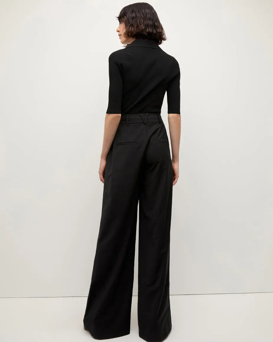 Emily Knit Polo Shirt in Black