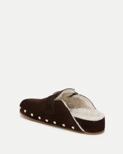Fern Shearling Clog in Brown Suede