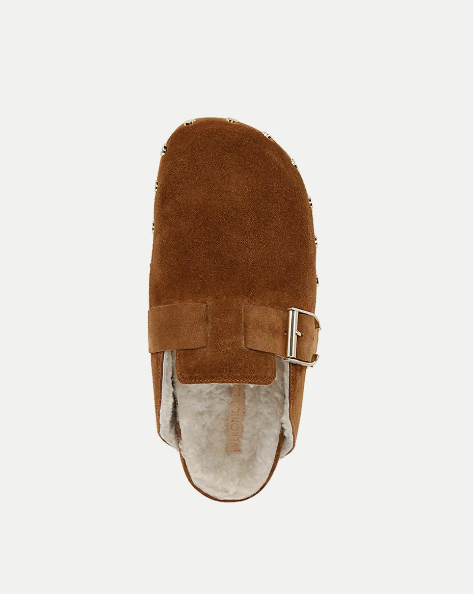 Fern Shearling Clog in Tan Suede