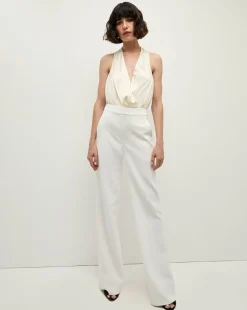 Fernanda Silk Bodysuit in Ivory x Poppy Delevingne