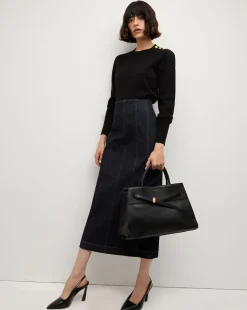 Fiona Maxi Denim Skirt in Dark Wash