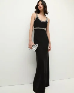 Flores Rhinestone Maxi Dress in Black