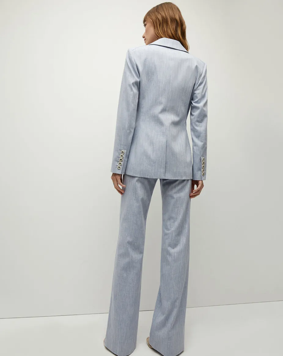 Gaya Metallic Pinstripe Dickey Jacket in Blue Oasis
