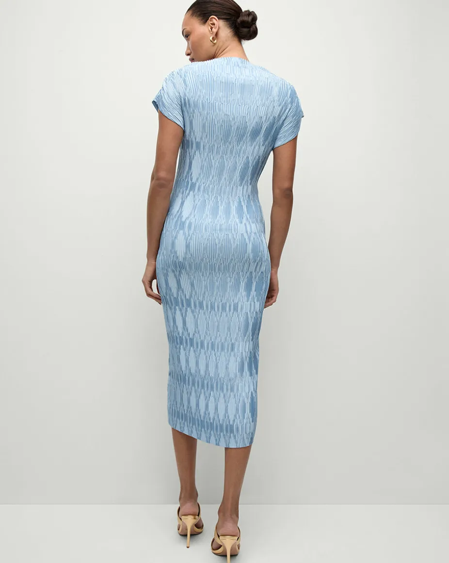 Gramercy Pleated Dress in Blue Sky