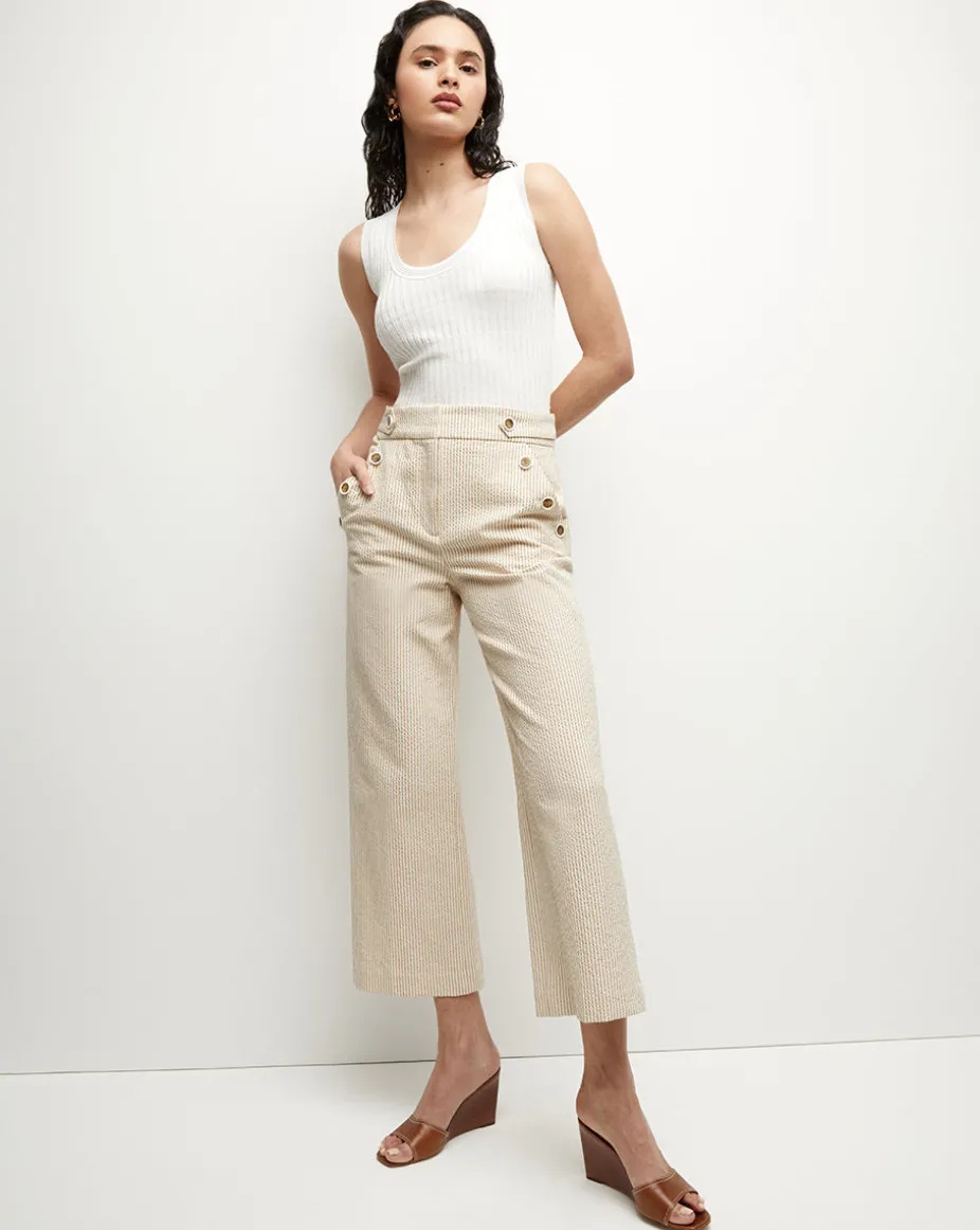 Hunter Seersucker Pant in Khaki/White