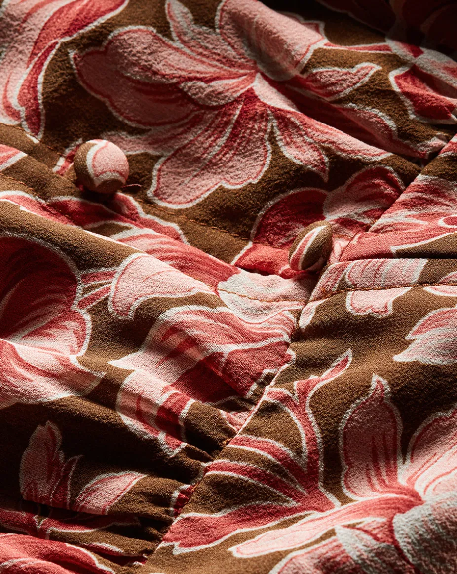 Isra Silk Dress in Deep Ochre Multi