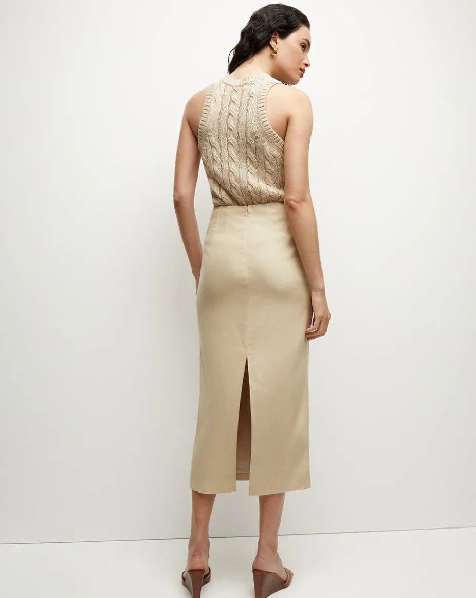 Jerrel Silk-Linen Tank in Stone Khaki