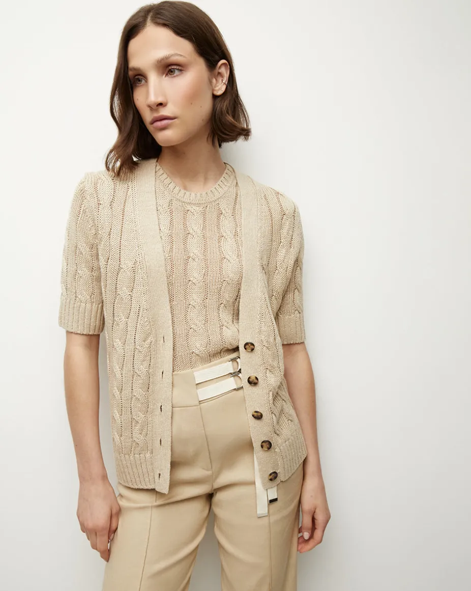 Jerrel Silk-Linen Tank in Stone Khaki