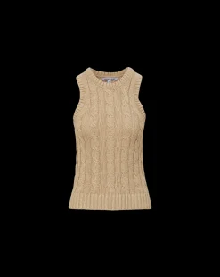 Jerrel Silk-Linen Tank in Stone Khaki
