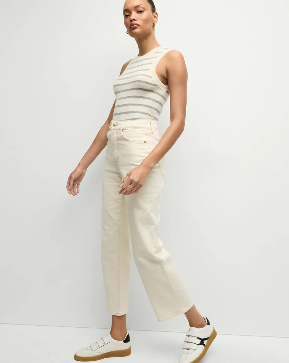 Jerrel Striped Cashmere Tank in Ivory/Heather Grey