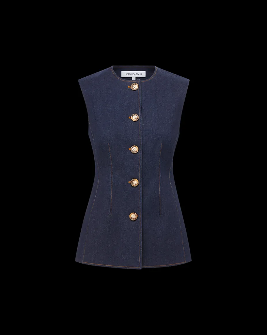 Jessup Denim Vest in Dark Oxford