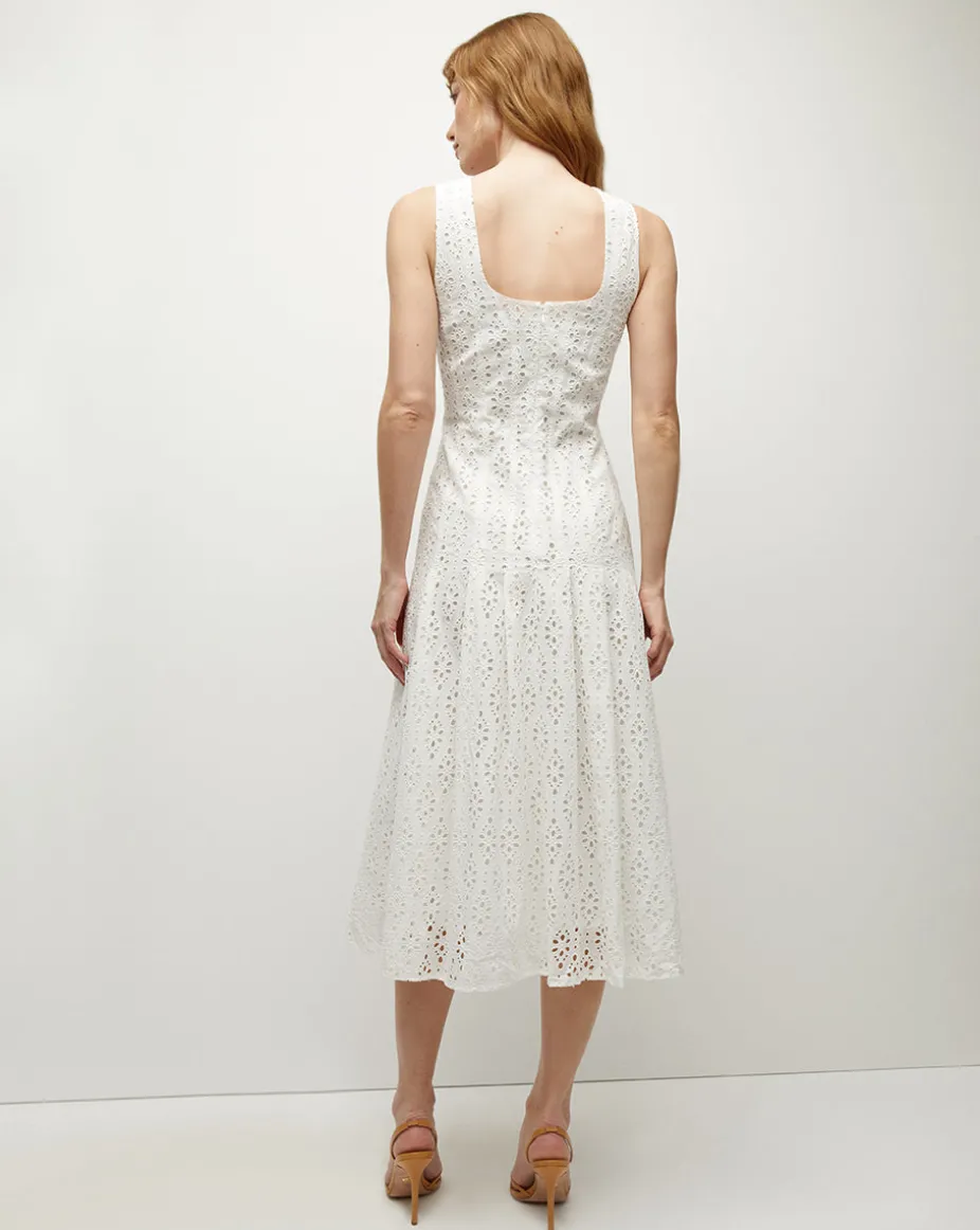 Jolie Cotton Eyelet Dress in White