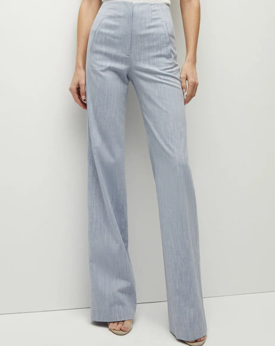 Jude Metallic Pinstripe Pant in Blue Oasis