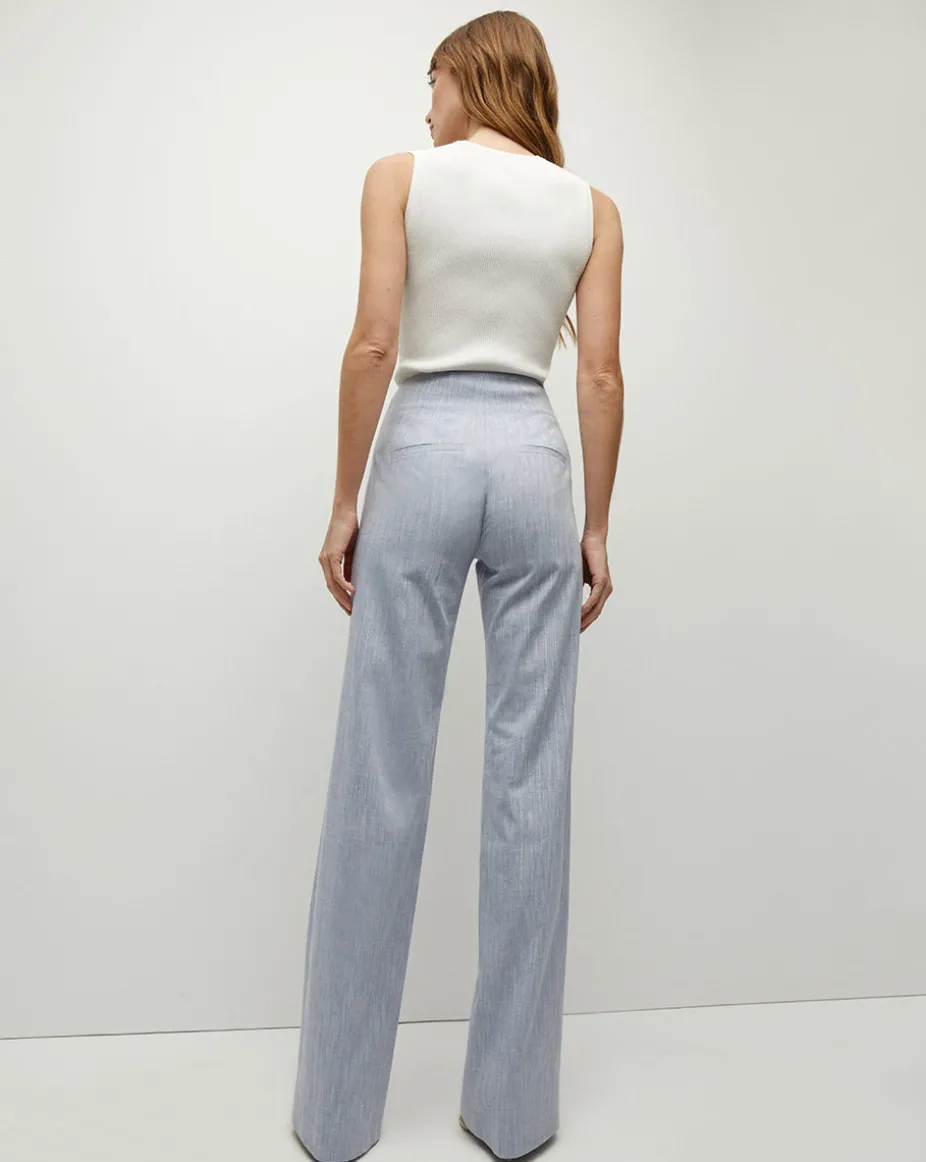 Jude Metallic Pinstripe Pant in Blue Oasis