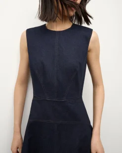 Karrigan Denim Midi Dress in Dark Wash