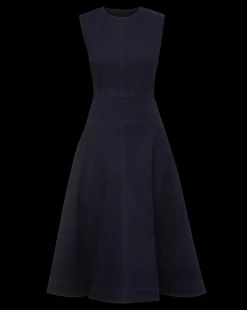 Karrigan Denim Midi Dress in Dark Wash