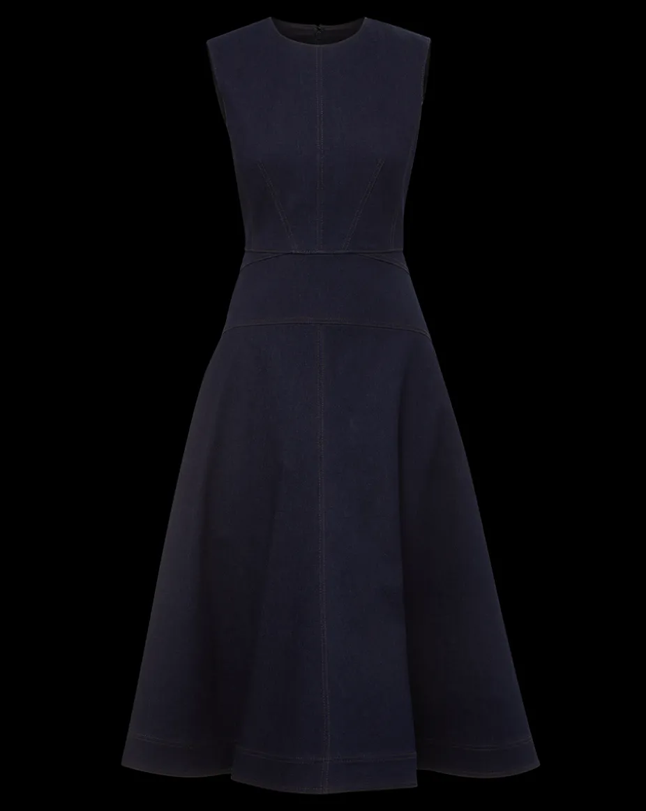 Karrigan Denim Midi Dress in Dark Wash