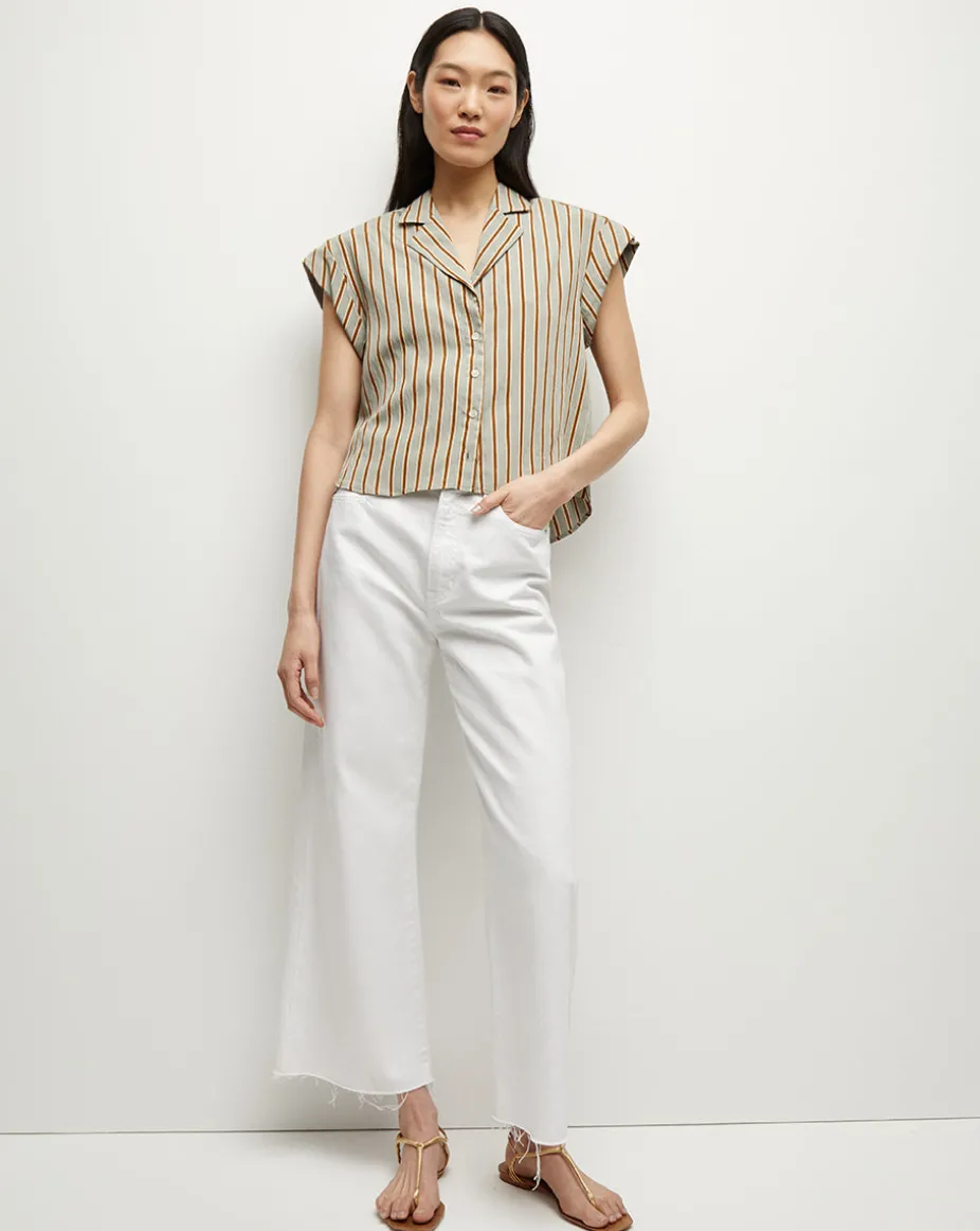 Kasa Pinstripe Button-Down Top