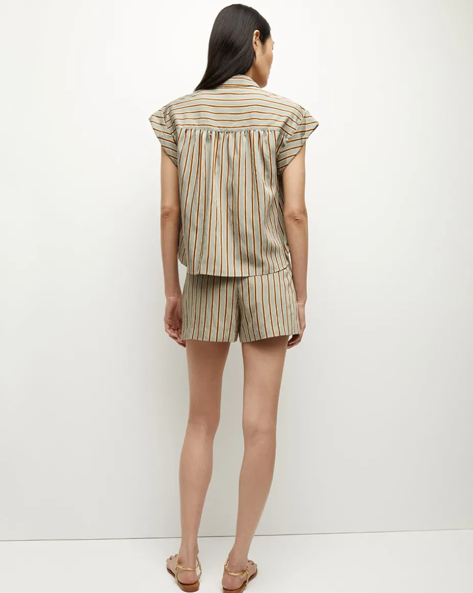 Kasa Pinstripe Button-Down Top