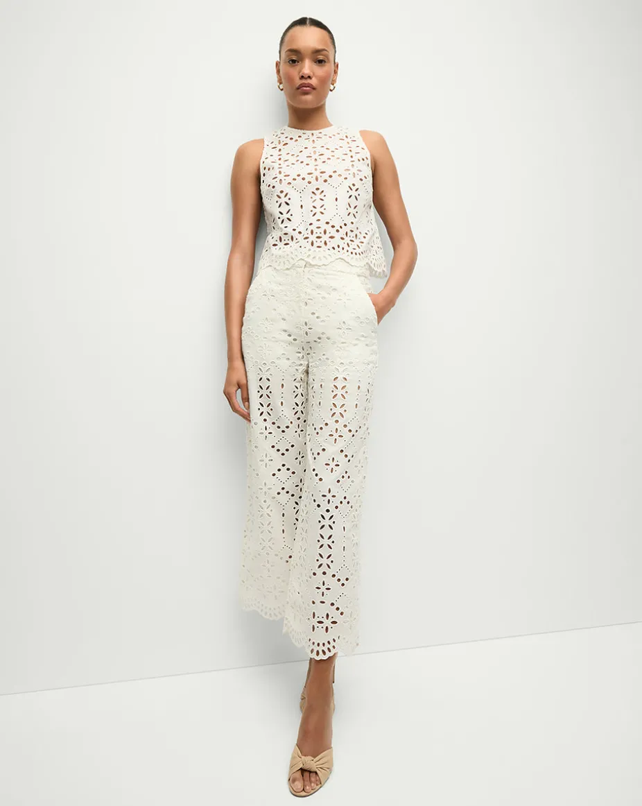 Kemper Cotton Eyelet Pant in Off-White