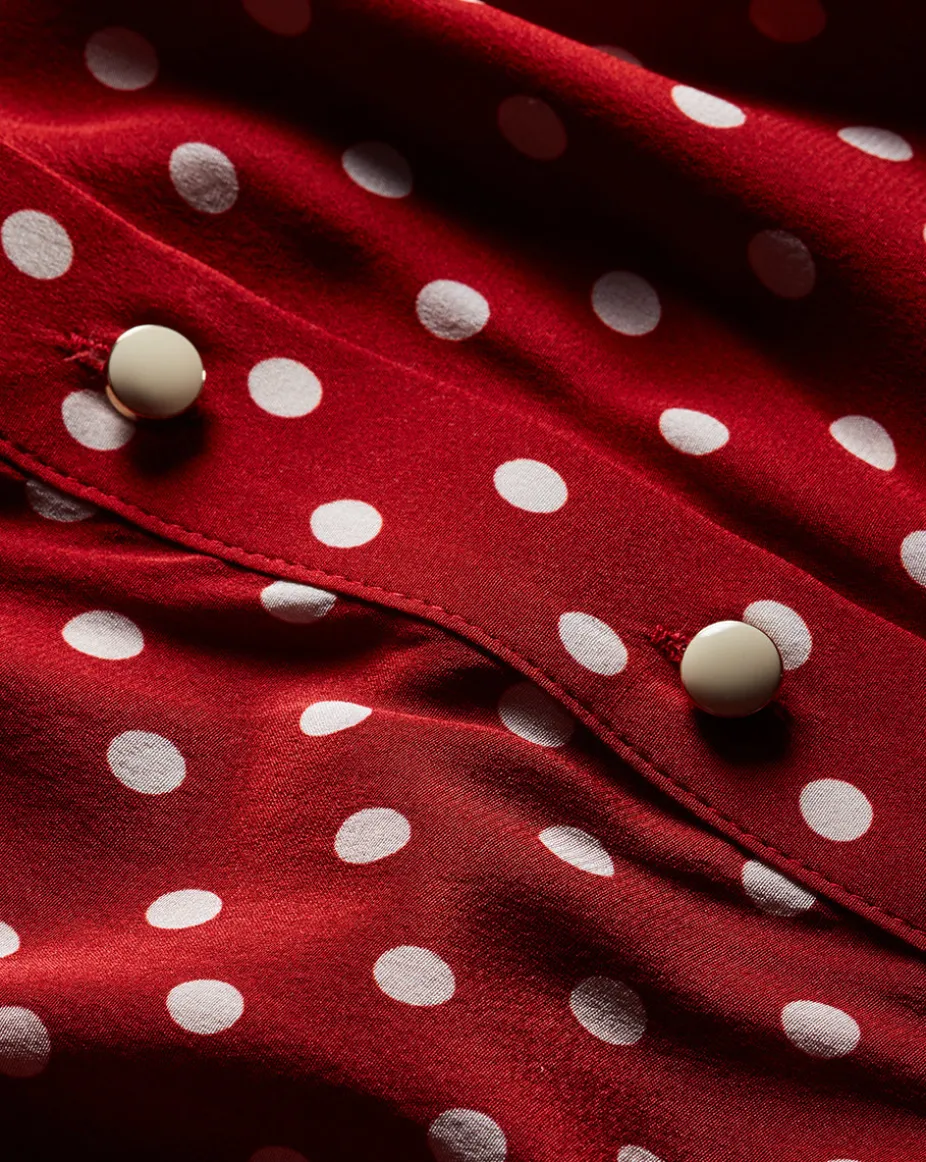 Lex Polka-Dot Dress in Brick Red/Ecru