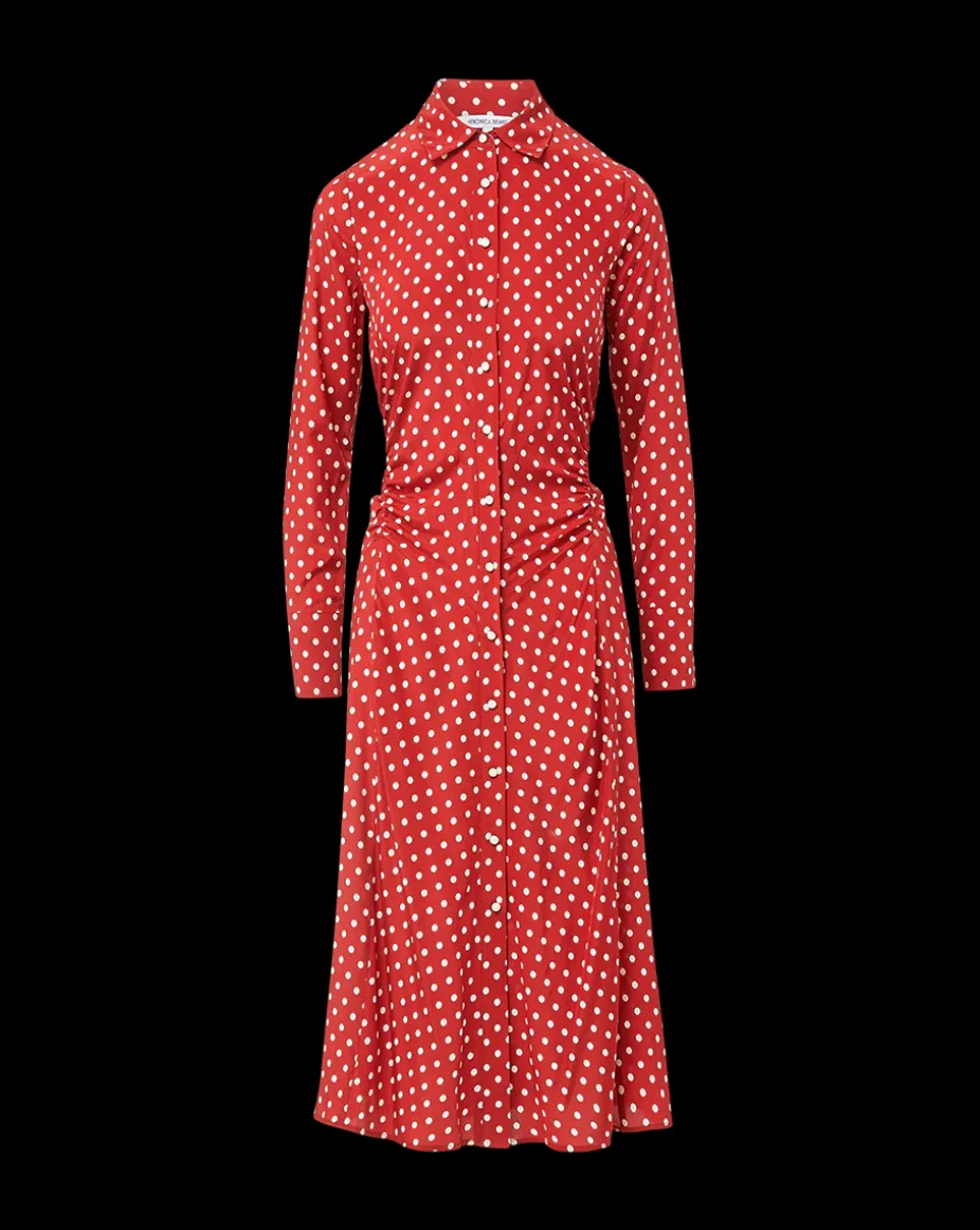 Lex Polka-Dot Dress in Brick Red/Ecru
