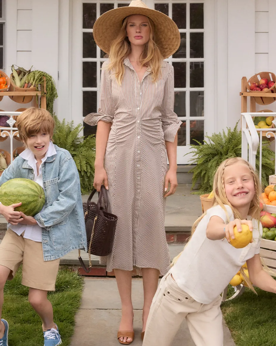 Lex Striped Dress in Deep Ochre/White