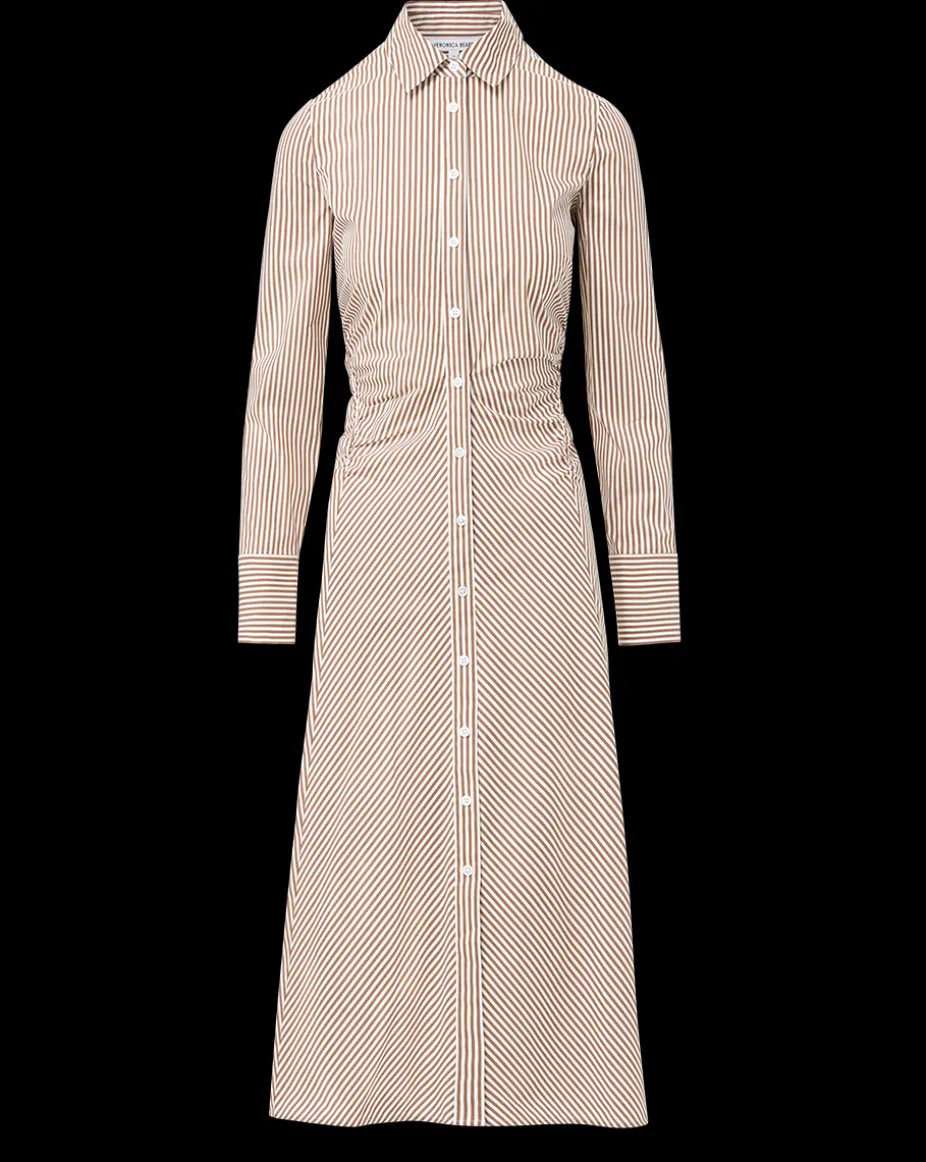 Lex Striped Dress in Deep Ochre/White