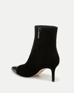 Lisa Cap-Toe Heeled Ankle Boot in Black