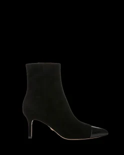 Lisa Cap-Toe Heeled Ankle Boot in Black