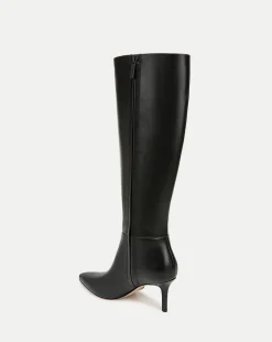 Lisa Leather Mid-Heel Tall Boot in Black
