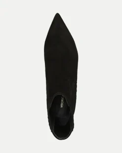 Lisa Mid-Heel Suede Bootie in Black