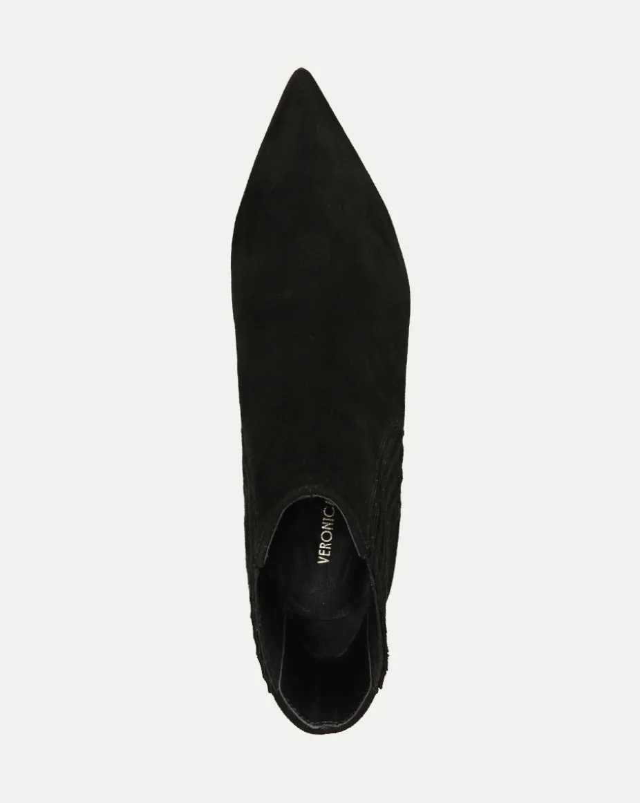 Lisa Mid-Heel Suede Bootie in Black