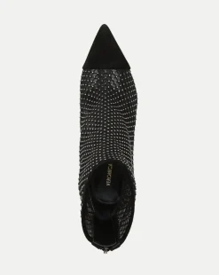 Lisa Rhinestone Mesh Bootie in Black