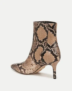 Lisa Snakeskin-Embossed Mid-Heel Bootie