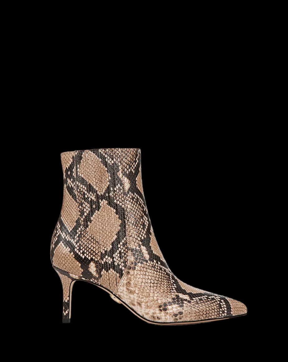 Lisa Snakeskin-Embossed Mid-Heel Bootie