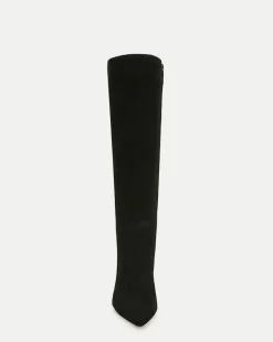 Lisa Suede Mid-Heel Tall Boot on Black