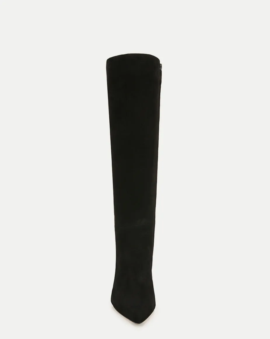 Lisa Suede Mid-Heel Tall Boot on Black