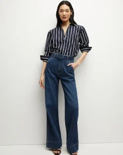 Lloyd Striped Button-Down Shirt in Navy/White